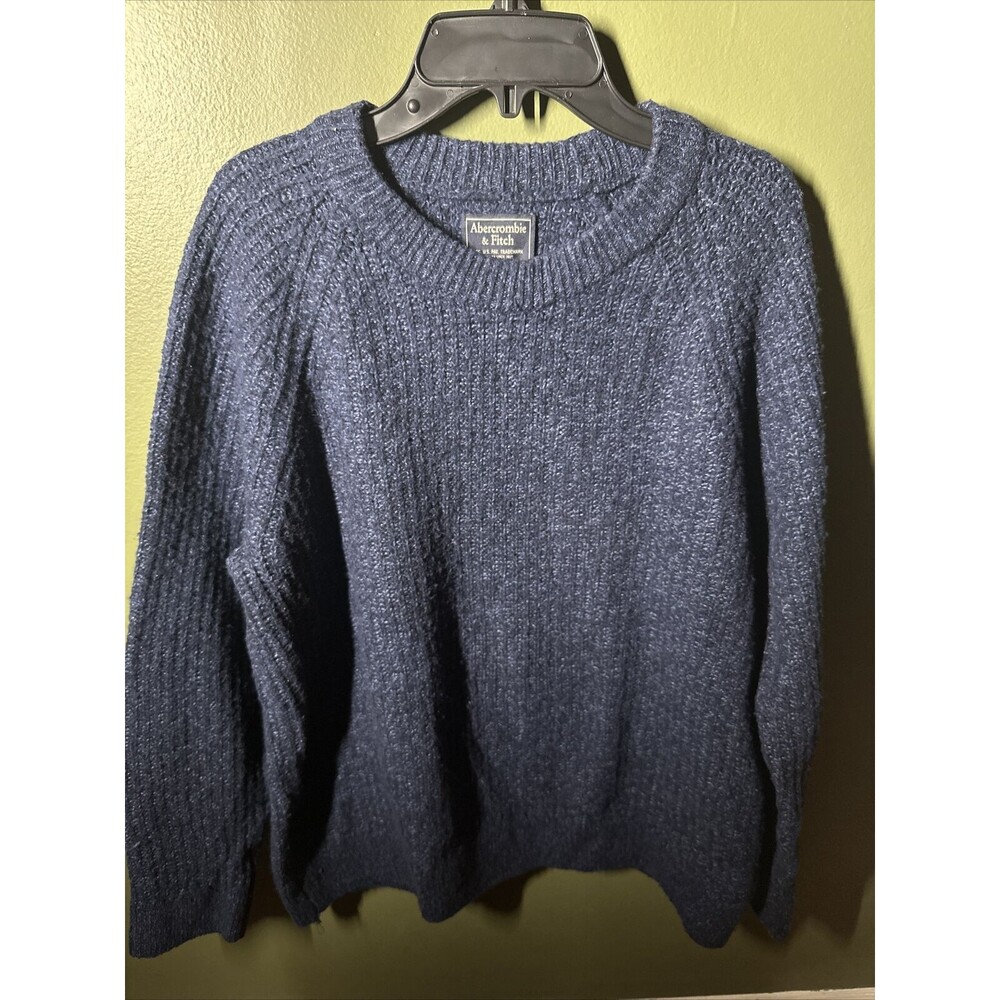 Abercrombie & Fitch Women’s SZ L Wool Blend Knit Long Sleeve Sleeve Blue Sweater